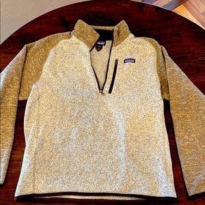 Patagonia Tan Quarter Zip Sweater. Size Large